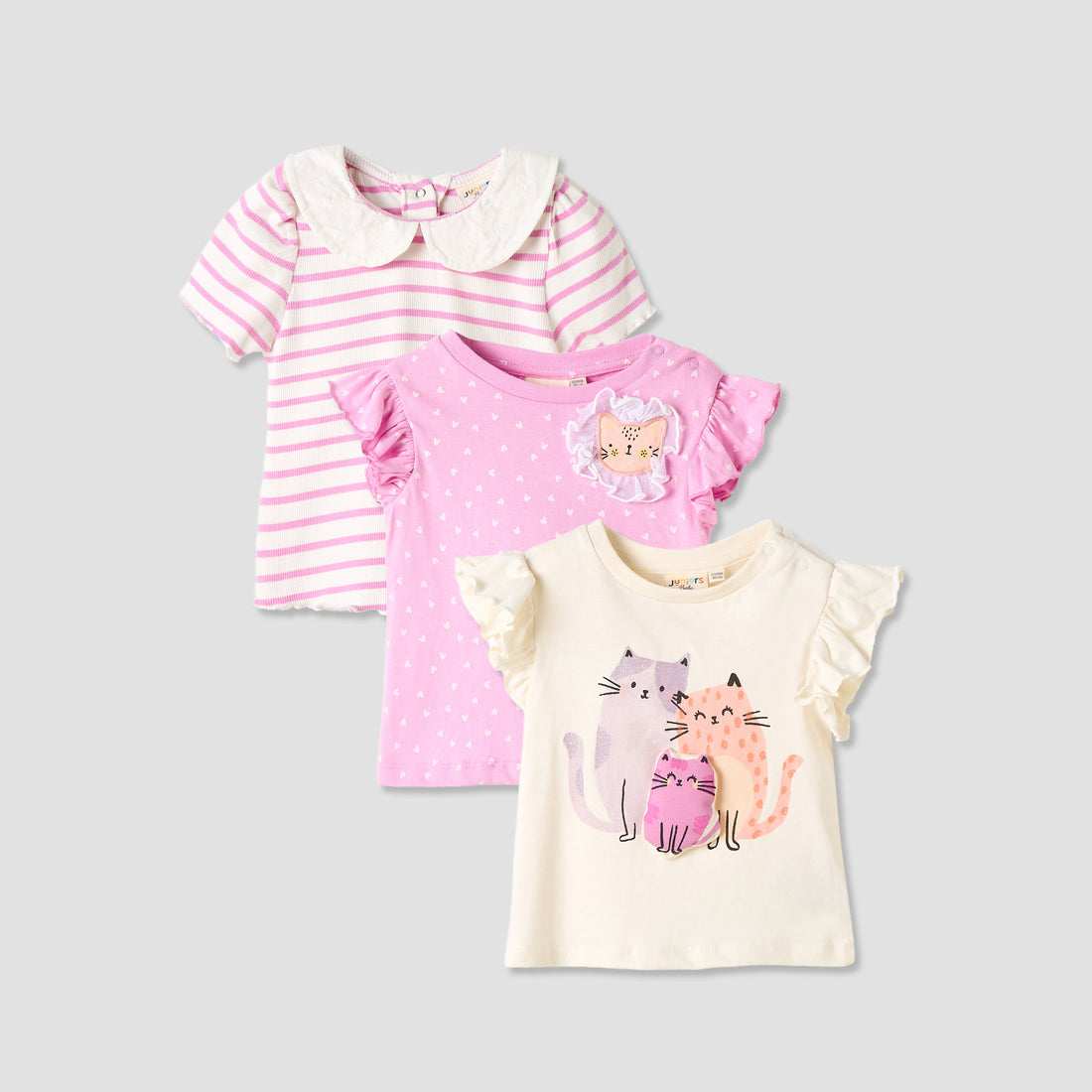 Set of 3 Juniors Round Neck Sleeveless T-shirts with Print - Multicolour / 12-18 mths