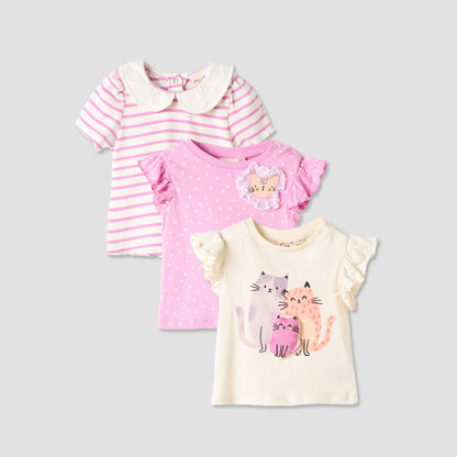 Set of 3 Juniors Round Neck Sleeveless T-shirts with Print - Multicolour / 12-18 mths