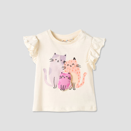 Set of 3 Juniors Round Neck Sleeveless T-shirts with Print