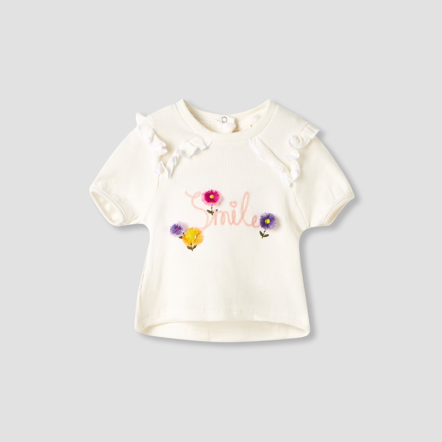 Set of 2 Juniors Round Neck Short Sleeve T-shirts with Floral Print