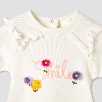 Set of 2 Juniors Round Neck Short Sleeve T-shirts with Floral Print