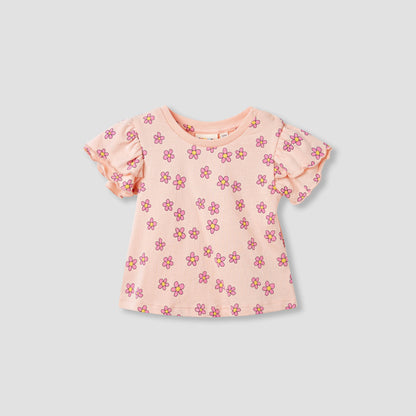Juniors Printed Top with Ruffle Sleeves - Set of 2