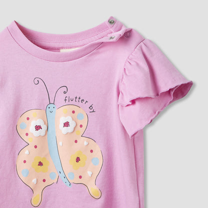 Juniors Printed Top with Ruffle Sleeves - Set of 2