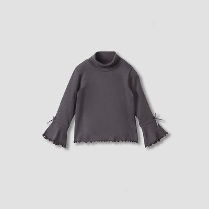 Juniors Bow Detail T-shirt with Turtleneck and Long Sleeves - Set of 2