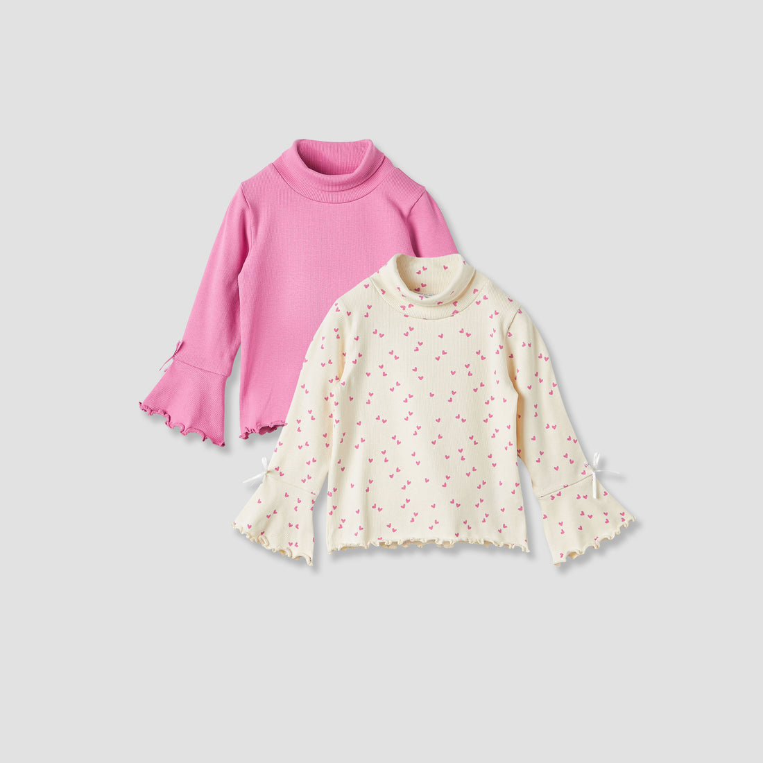 Juniors Assorted Turtleneck T-shirt with Long Sleeves - Set of 2 - Multicolour / 12-18 mths