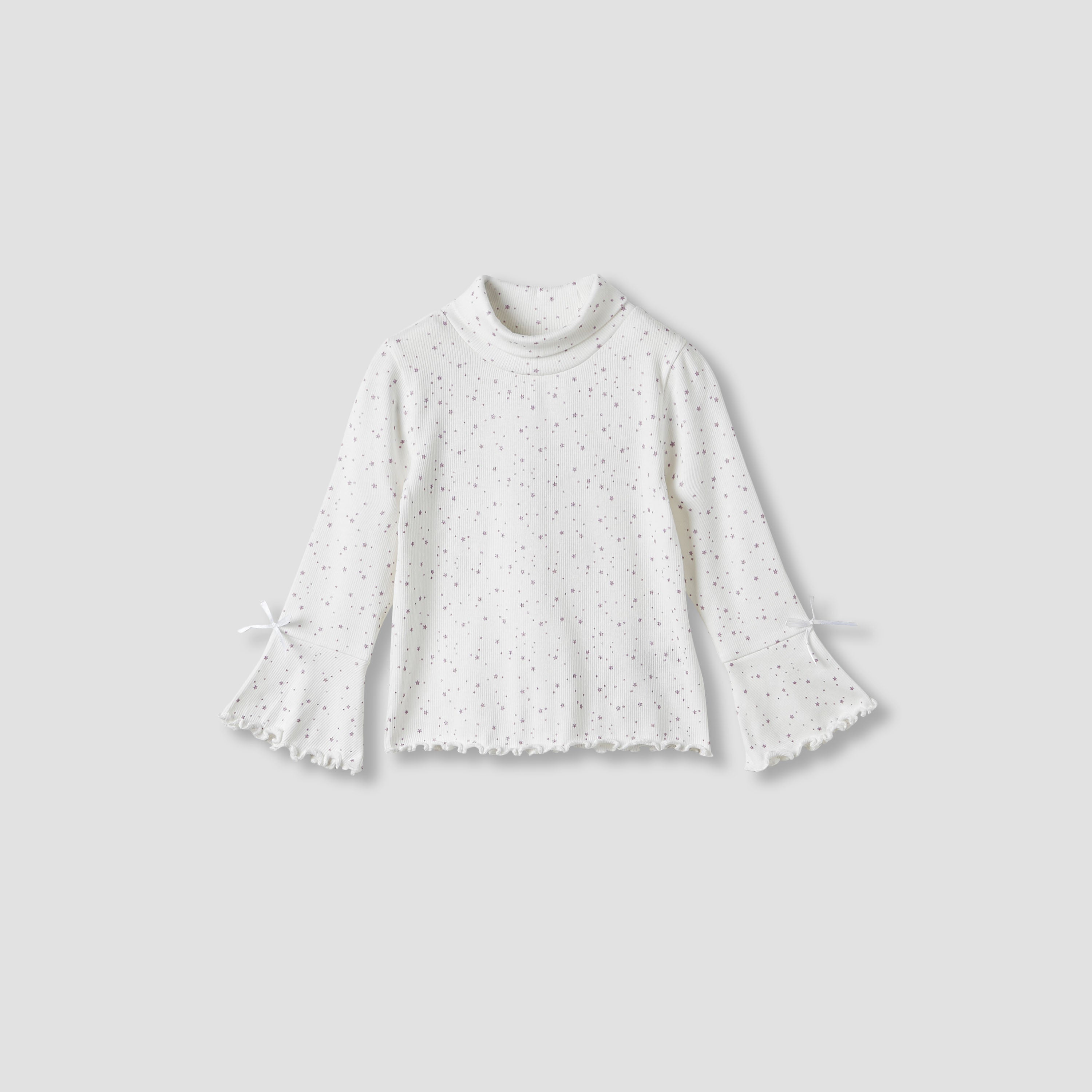 Juniors Bow Detail T-shirt with Turtleneck and Long Sleeves - Set of 2