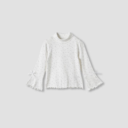 Juniors Bow Detail T-shirt with Turtleneck and Long Sleeves - Set of 2