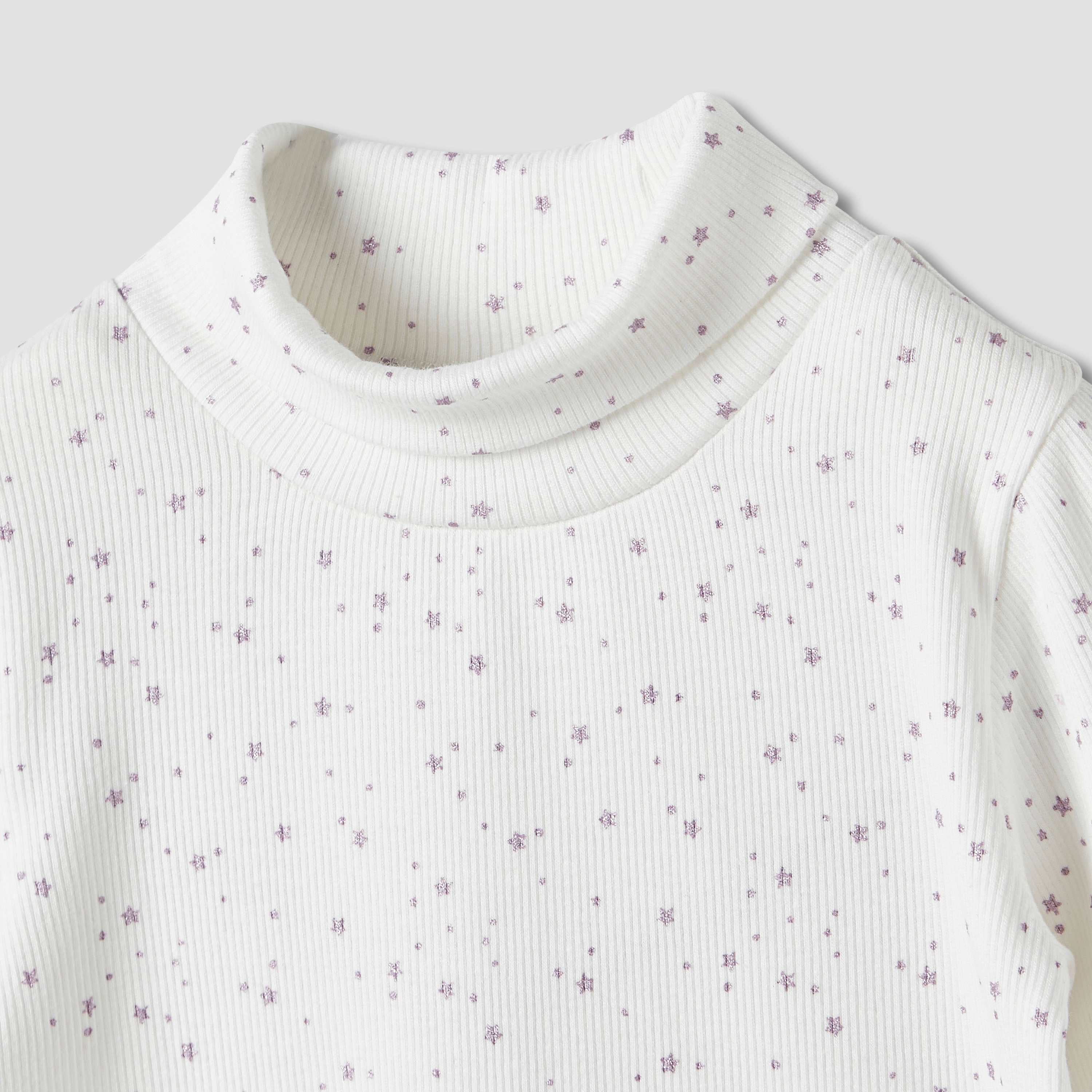 Juniors Bow Detail T-shirt with Turtleneck and Long Sleeves - Set of 2