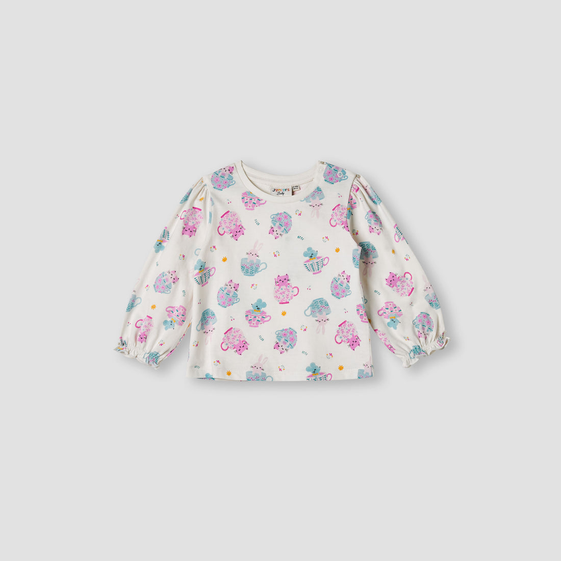 Juniors Printed Top with Long Sleeves - White / 12-18 mths