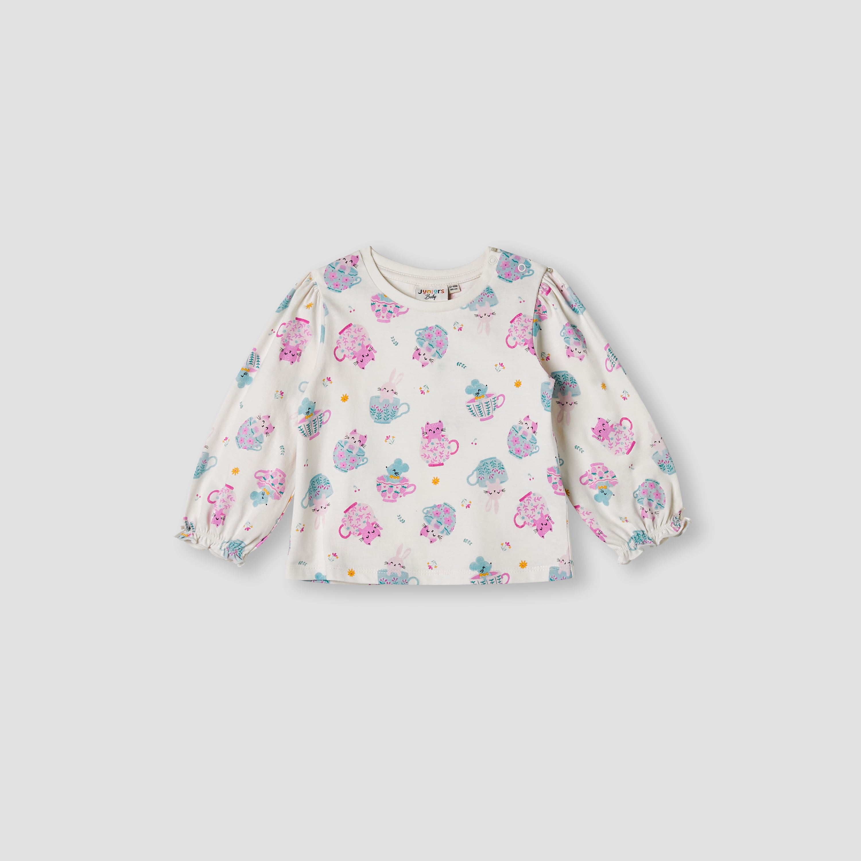 Juniors Printed Top with Long Sleeves - White / 12-18 mths