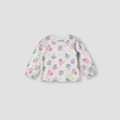 Juniors Printed Top with Long Sleeves - White / 12-18 mths