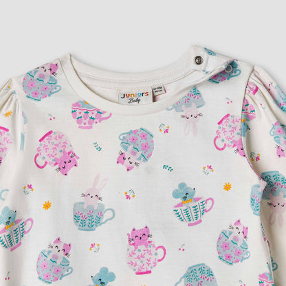 Juniors Printed Top with Long Sleeves