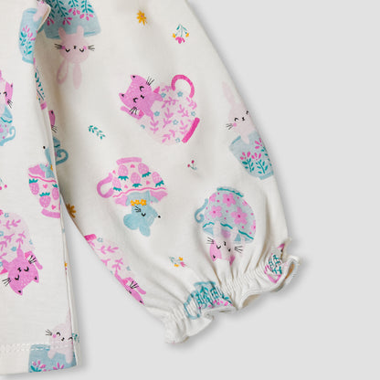 Juniors Printed Top with Long Sleeves