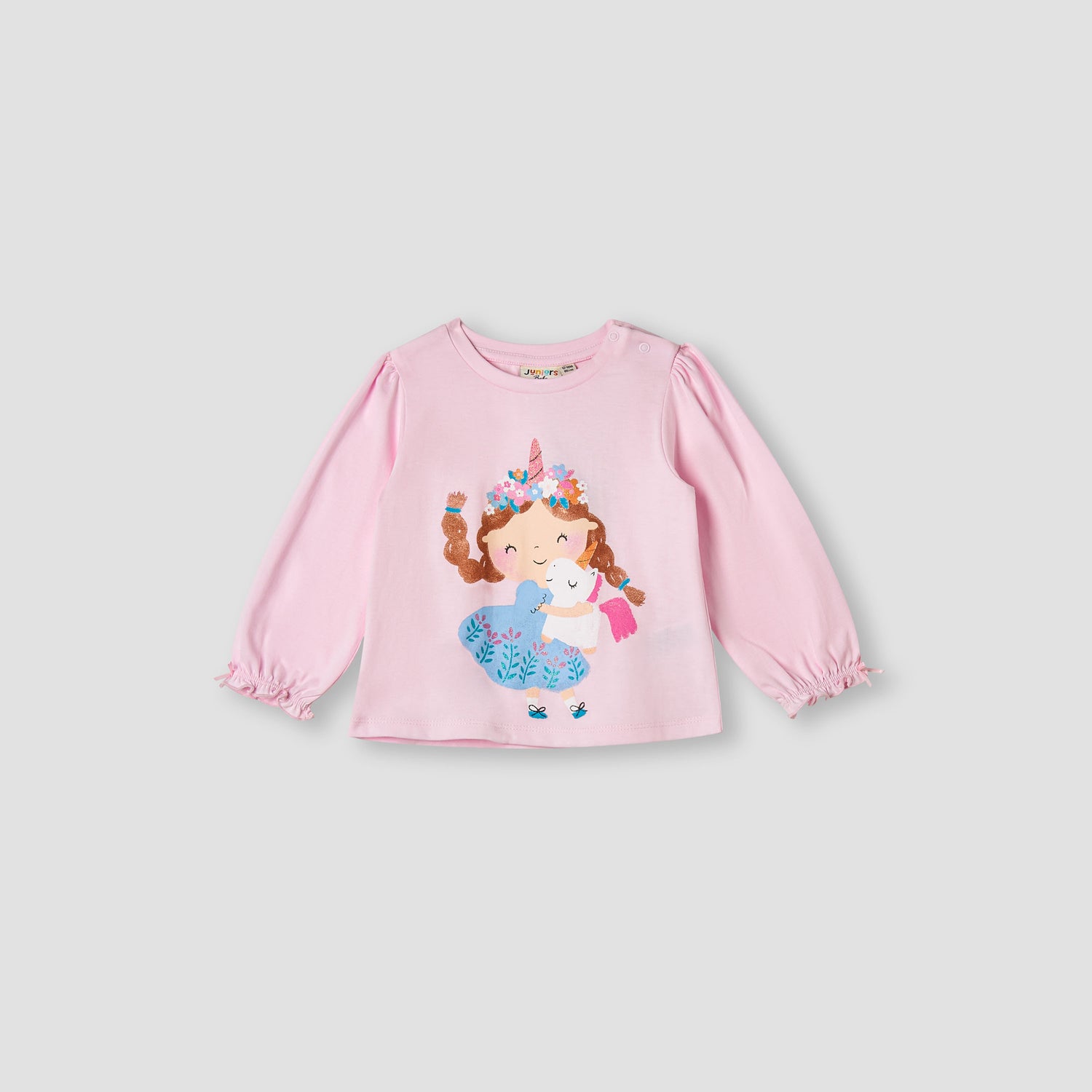 Juniors Unicorn Print T-shirt - Pink / 12-18 mths