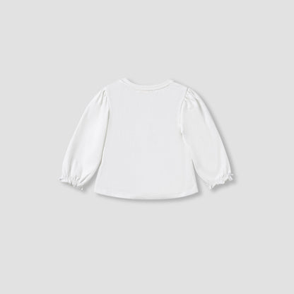 Juniors Girls Round Neck T-shirt with Graphic Print - Cotton - Long Sleeves