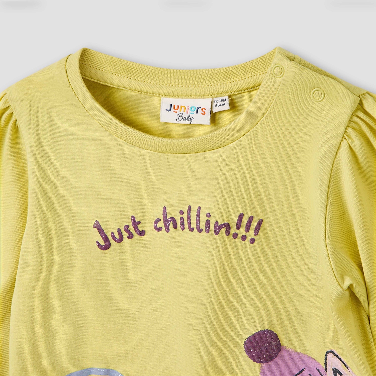 Juniors Girls Round Neck T-shirt with Cat Print - Cotton - Long Sleeve