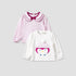 Juniors Girls Collar Neck T-shirt with Assorted Print - Cotton - Long Sleeves - Set of 2 - Multicolour / 12-18 mths