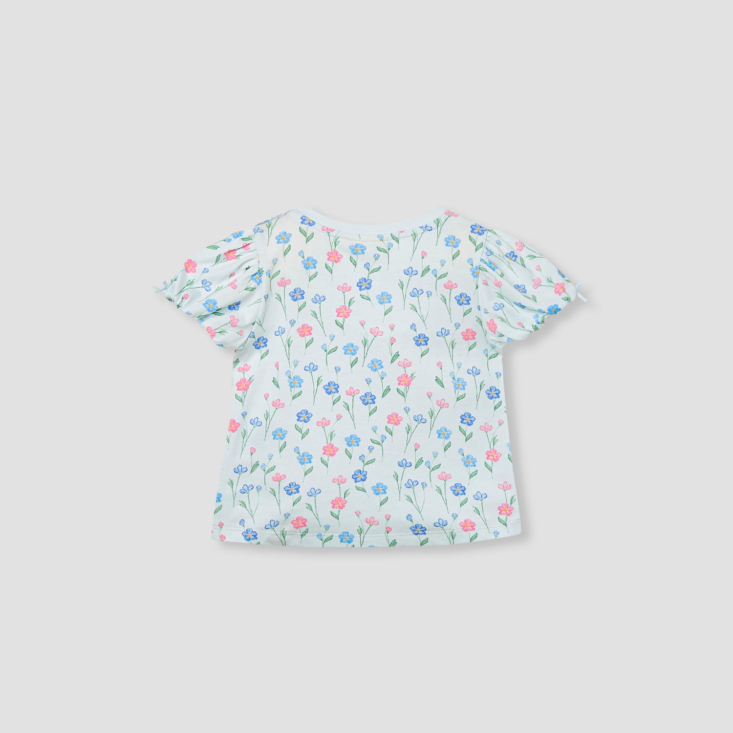 Juniors Floral Print Top with Puff Sleeves