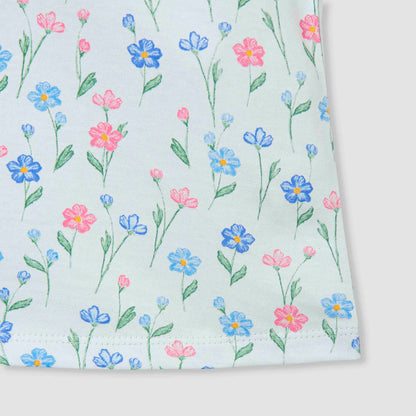 Juniors Floral Print Top with Puff Sleeves