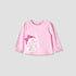 Juniors Girls Round Neck T-shirt with Snap Button Closure - Cotton - Long Sleeves - Pink / 12-18 mths