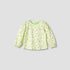Juniors Girls Round Neck T-shirt with Snap Button Closure - Cotton - Long Sleeves - Green / 12-18 mths