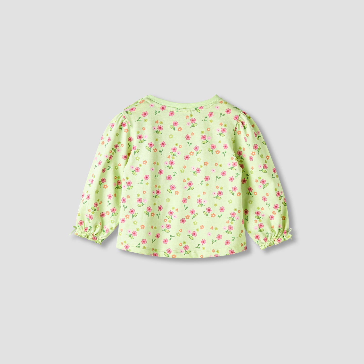 Juniors Girls Round Neck T-shirt with Snap Button Closure - Cotton - Long Sleeves