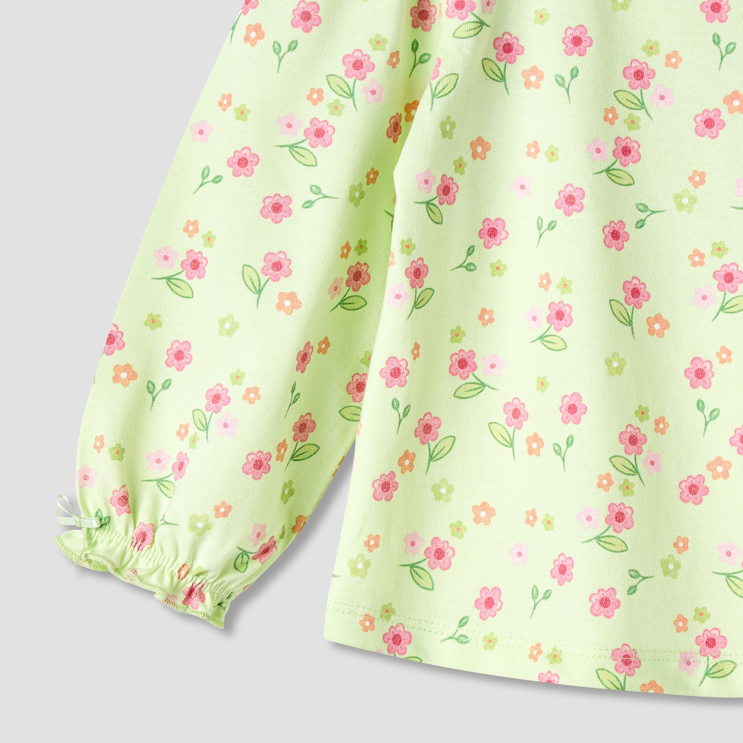 Juniors Girls Round Neck T-shirt with Snap Button Closure - Cotton - Long Sleeves