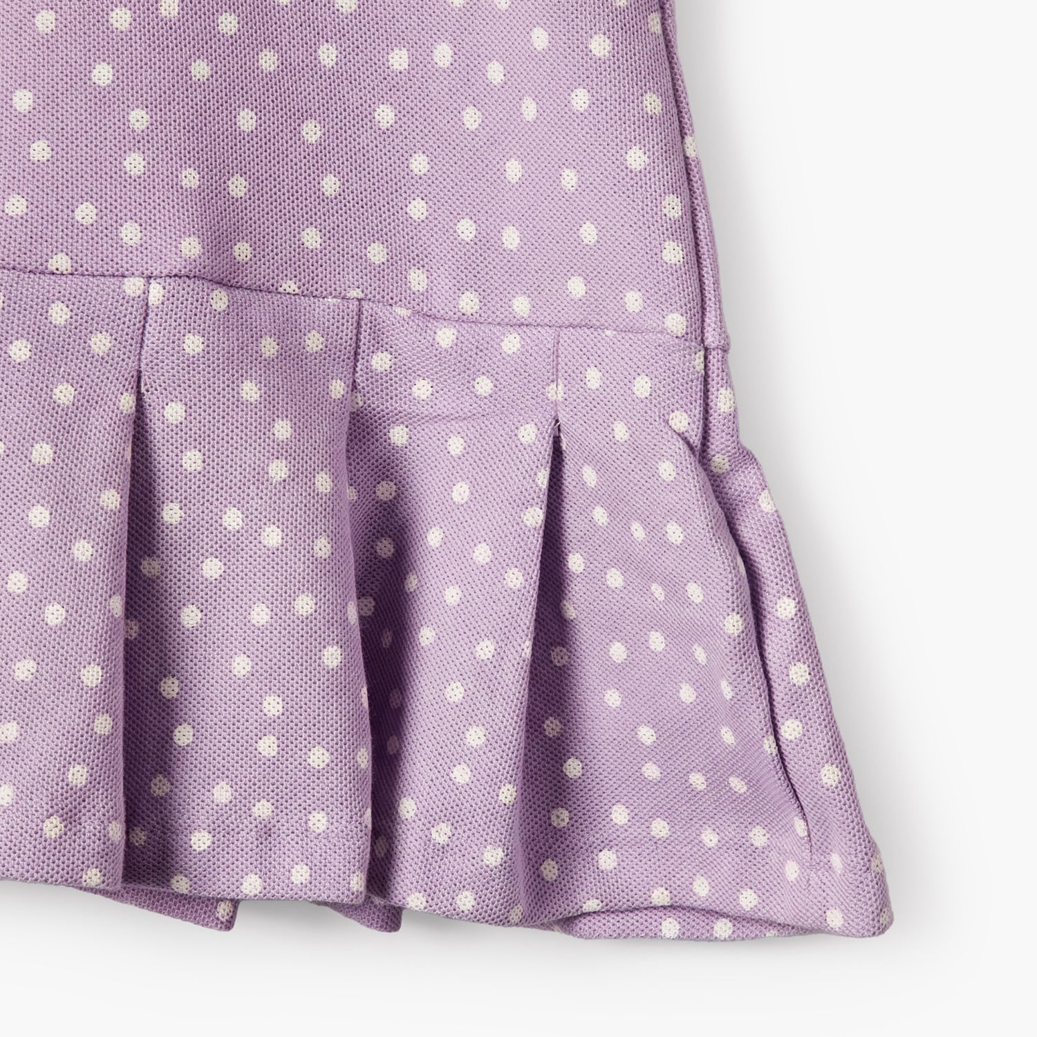 Juniors Polka Dot Print Dress with Short Sleeves and Peter Pan Collar