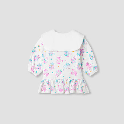 Juniors Printed Dress with Sailor Collar