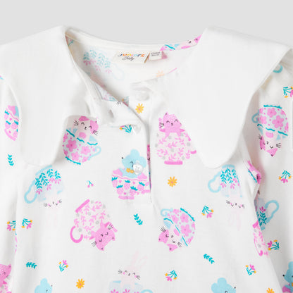 Juniors Printed Dress with Sailor Collar