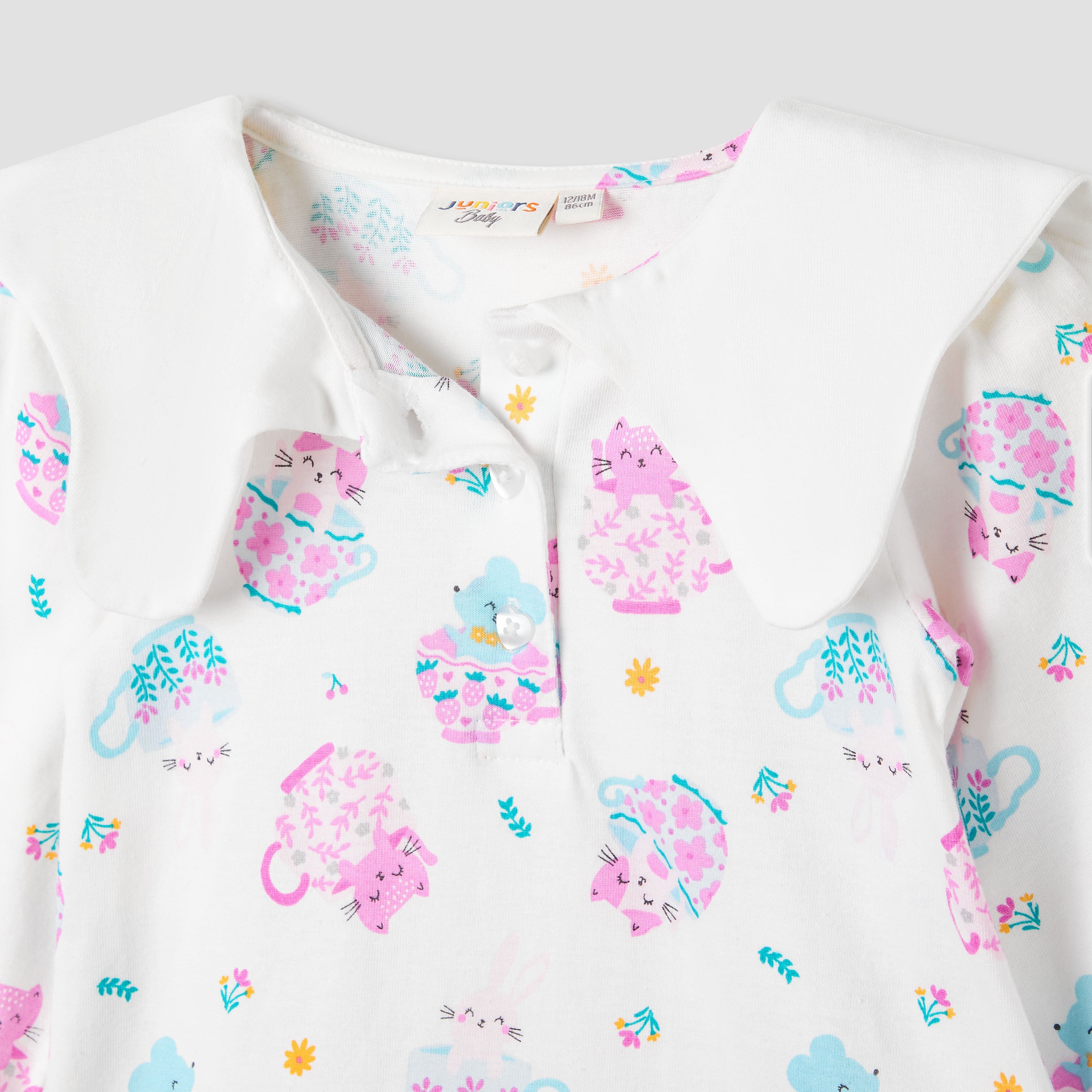 Juniors Printed Dress with Sailor Collar