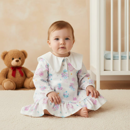 Juniors Printed Dress with Sailor Collar