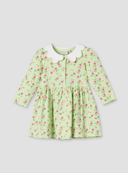 Juniors Collared Long Sleeves A-Line Dress with Floral Print-baby-girls-clothing-dressesandjumpsuits-image-2