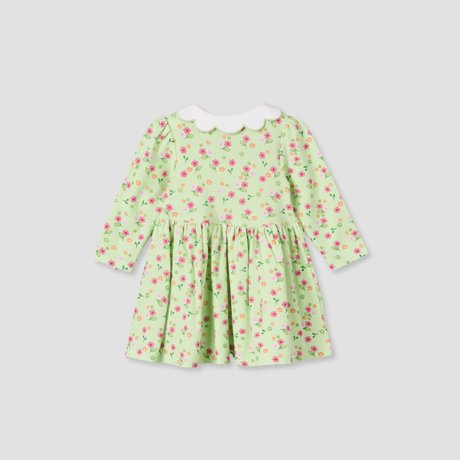 Juniors Collared Long Sleeves A-Line Dress with Floral Print