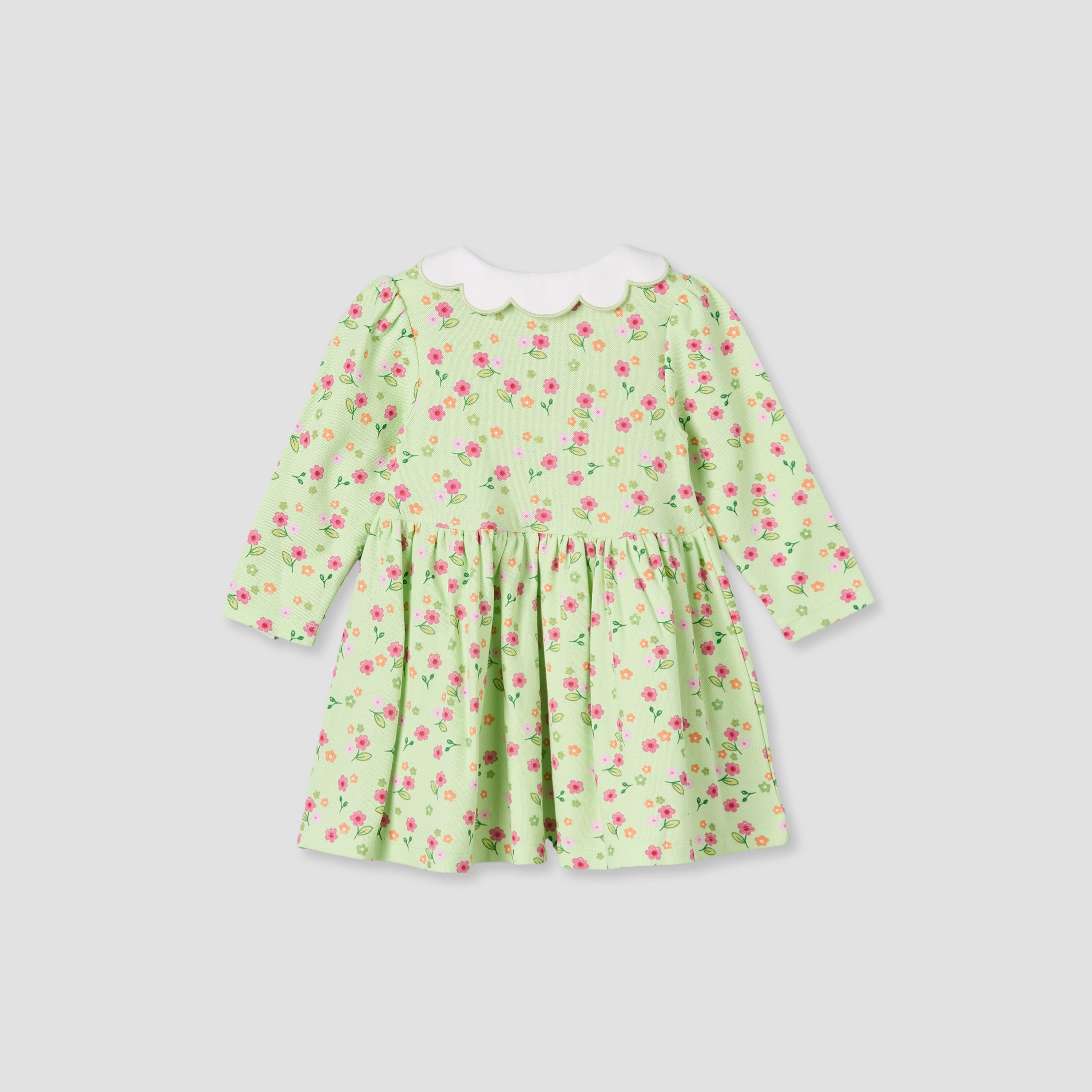 Juniors Collared Long Sleeves A-Line Dress with Floral Print