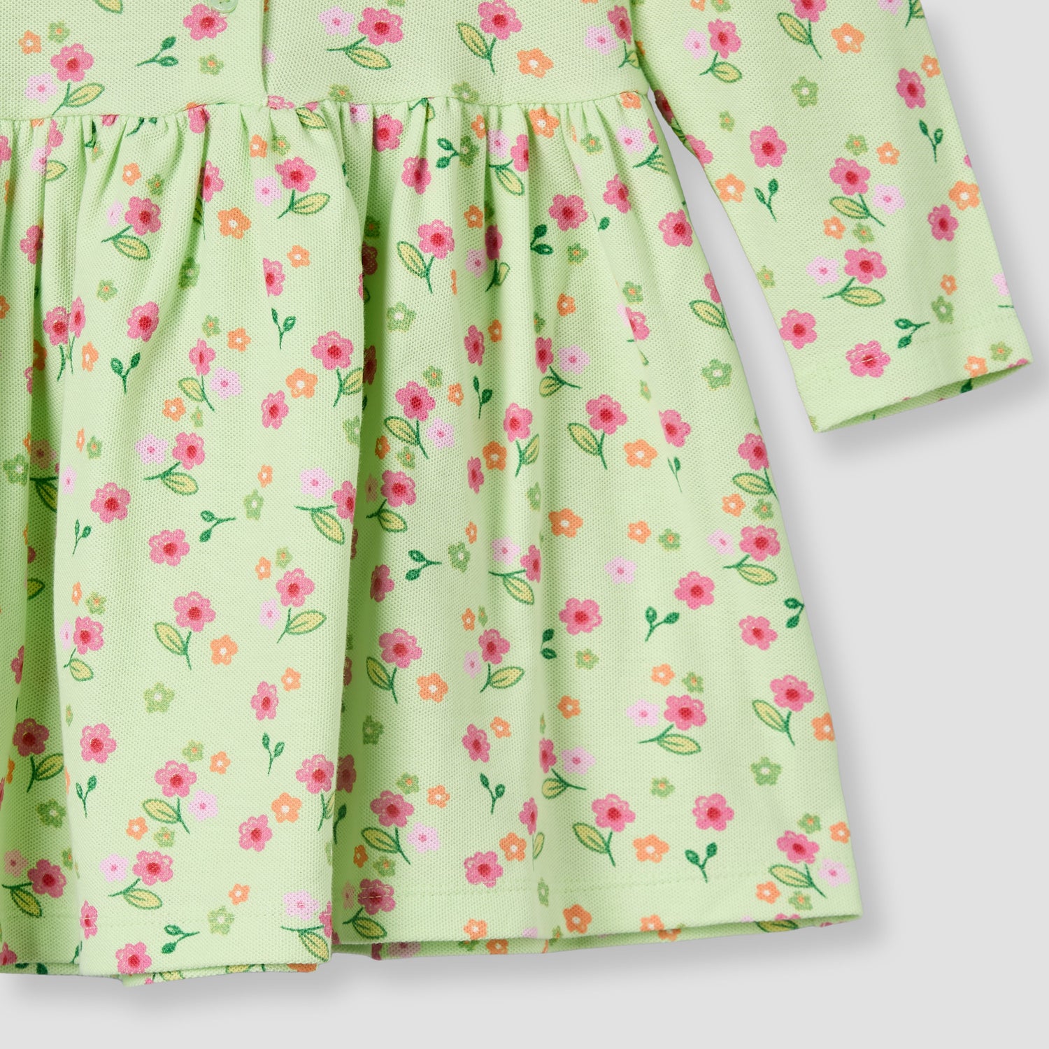 Juniors Collared Long Sleeves A-Line Dress with Floral Print