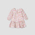 Juniors Collared Long Sleeves A-Line Dress with Floral Print and Ruffled Hem - White / 12-18 mths