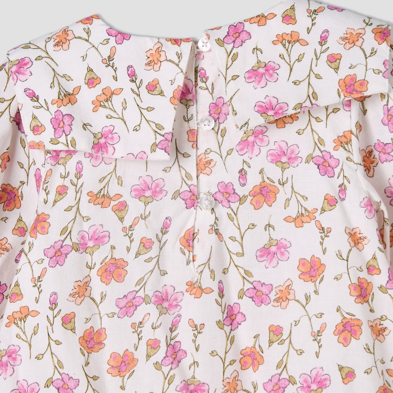 Juniors Collared Long Sleeves A-Line Dress with Floral Print and Ruffled Hem