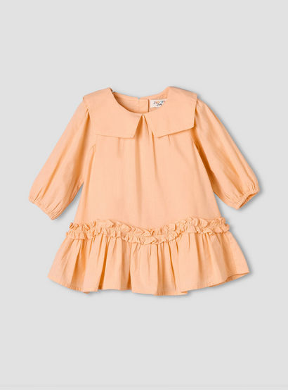 Juniors Collared Long Sleeves A-Line Dress with Ruffled Hem-baby-girls-clothing-dressesandjumpsuits-image-2