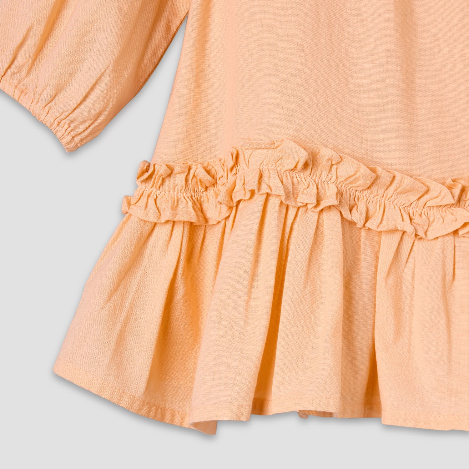 Juniors Collared Long Sleeves A-Line Dress with Ruffled Hem