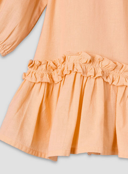 Juniors Collared Long Sleeves A-Line Dress with Ruffled Hem-baby-girls-clothing-dressesandjumpsuits-image-5