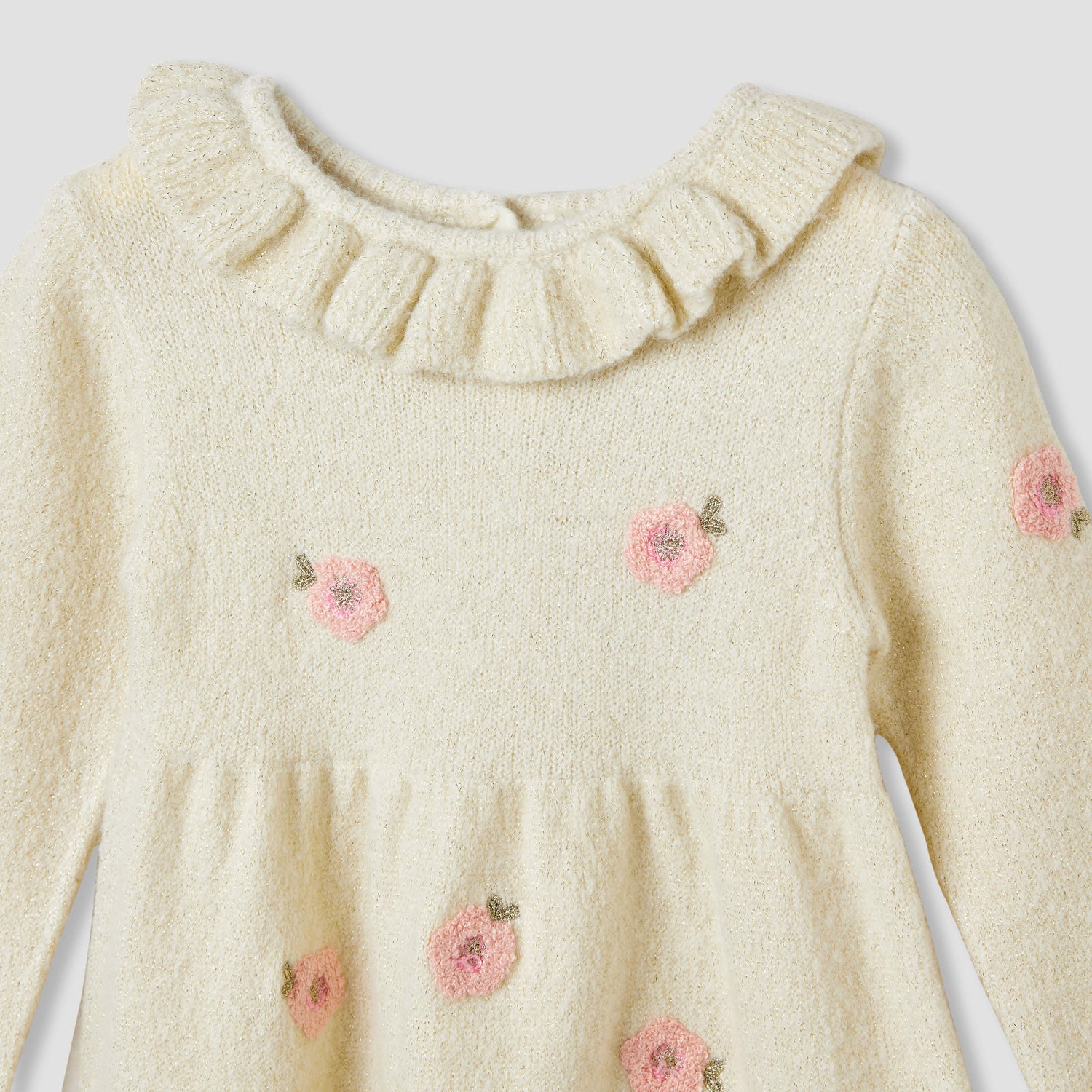 Juniors Floral Embroidered Dress with Tights
