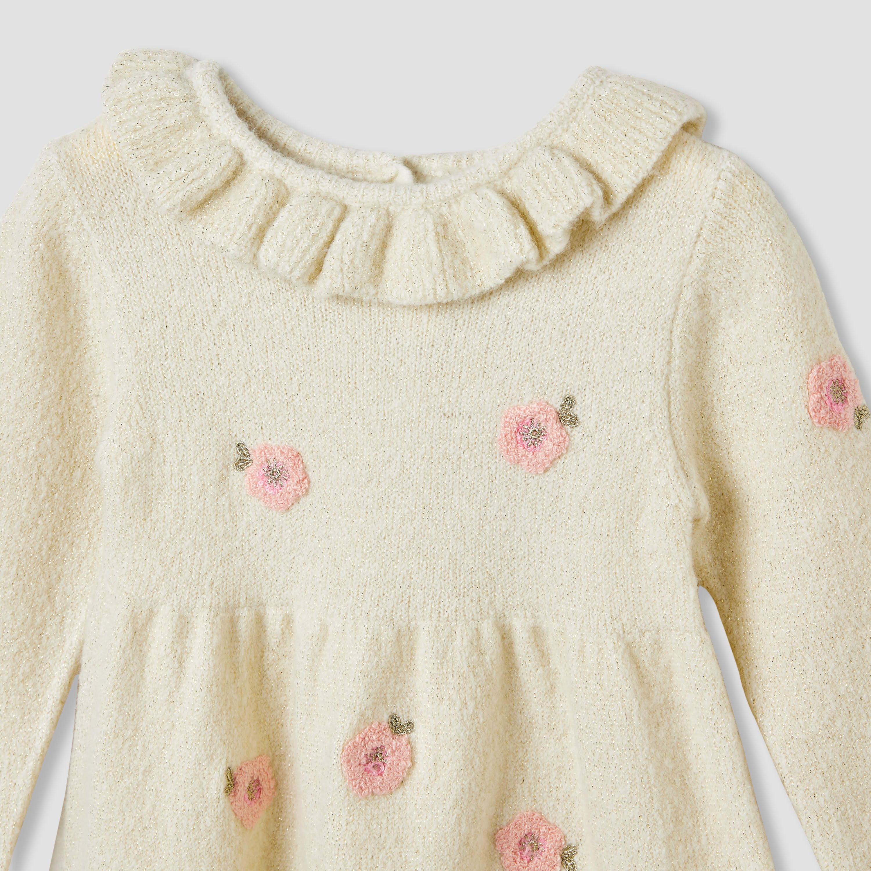 Juniors Floral Embroidered Dress with Tights