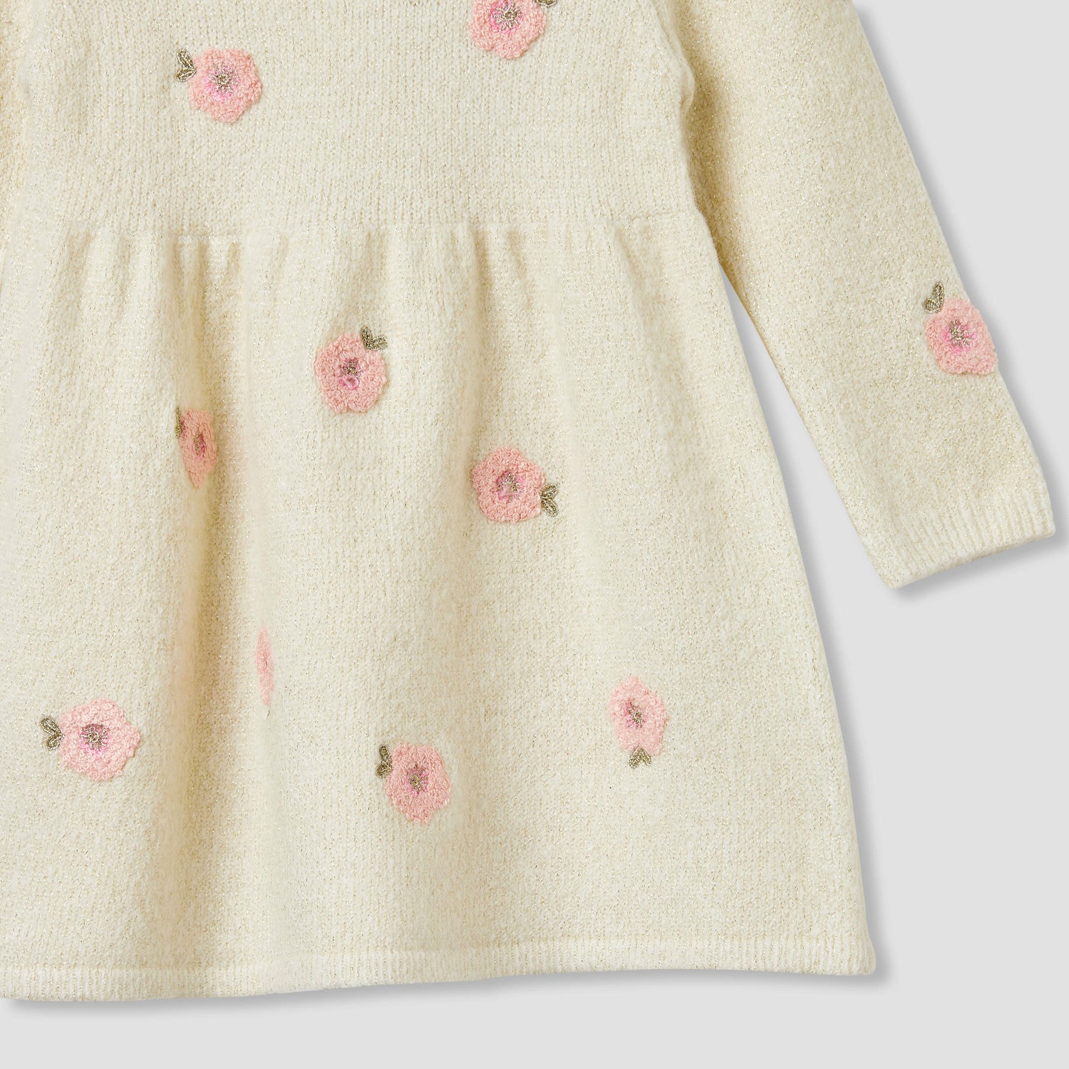 Juniors Floral Embroidered Dress with Tights
