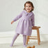 Juniors Cat Print Collared Dress with Long Sleeves and Stockings - Purple / 18-24 mths