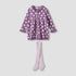 Juniors Heart Print Sweater Dress with Ribbed Tights - Purple / 12-18 mths