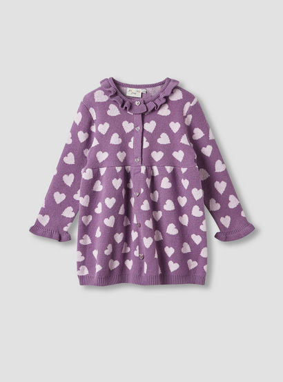Juniors Heart Print Sweater Dress with Ribbed Tights-baby-girls-clothing-winterwear-dresses-image-3