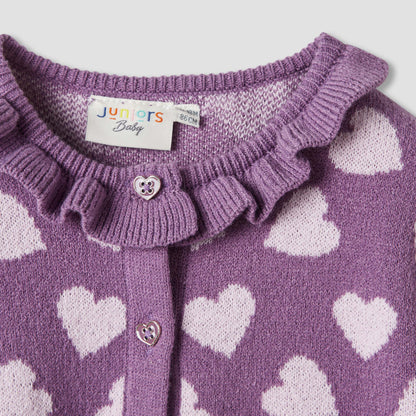 Juniors Heart Print Sweater Dress with Ribbed Tights