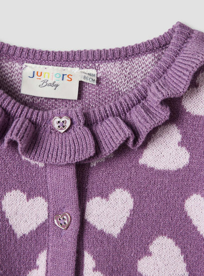 Juniors Heart Print Sweater Dress with Ribbed Tights-baby-girls-clothing-winterwear-dresses-image-5