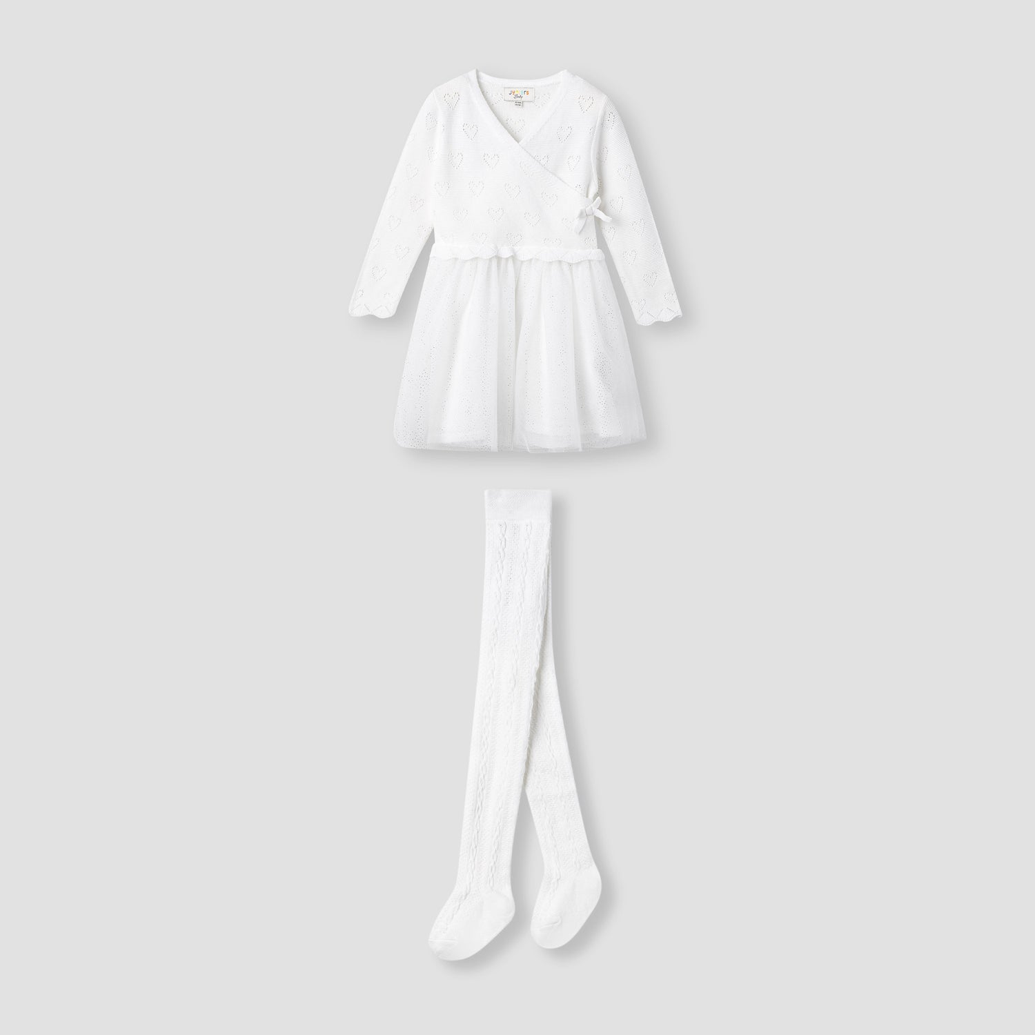 Juniors Textured V-neck Dress and Tights Set